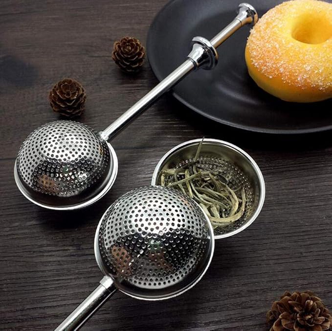 Infusor de bola para té de acero inoxidable de mango largo